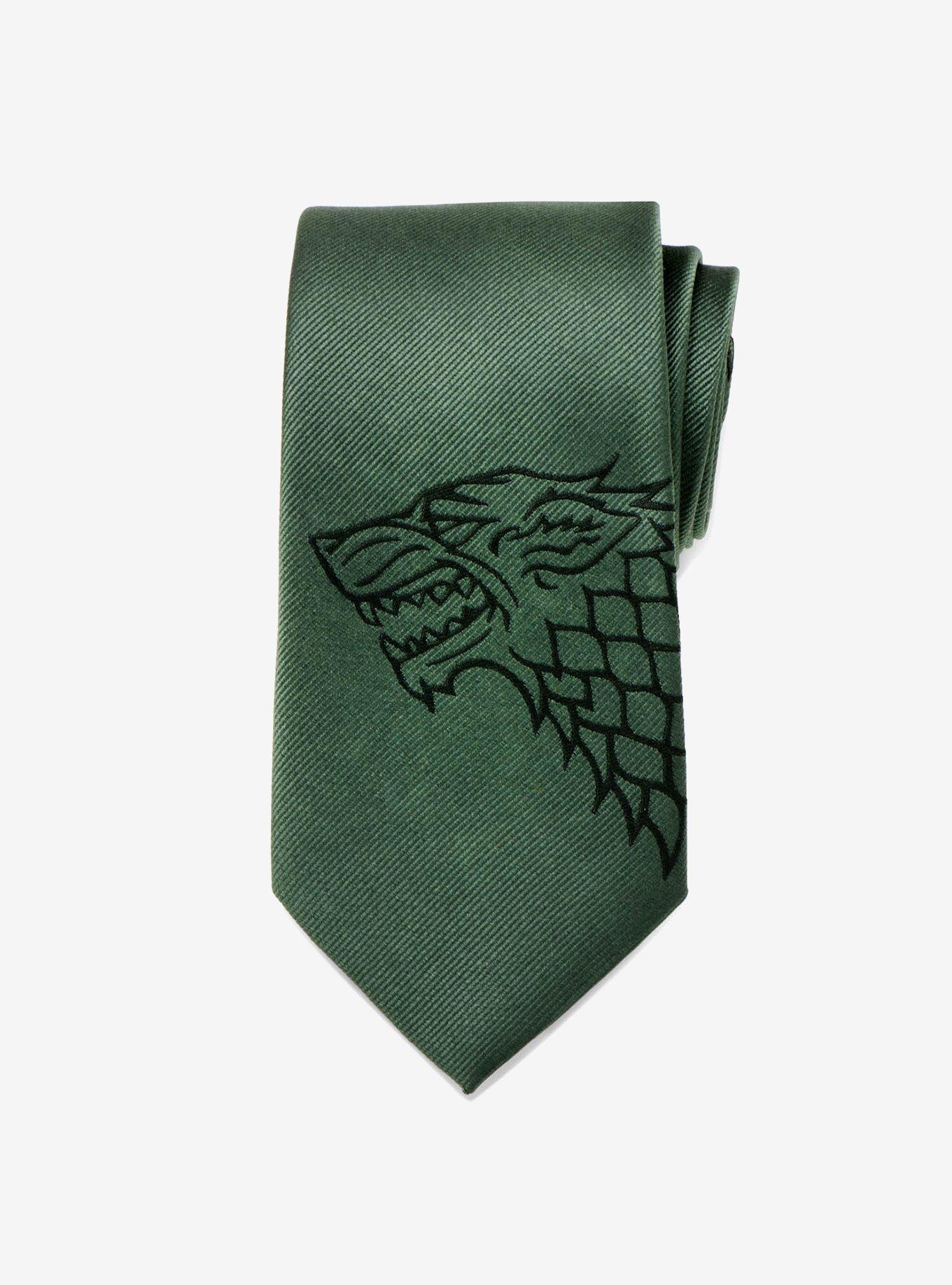 Game Of Thrones Stark Direwolf Green Tie