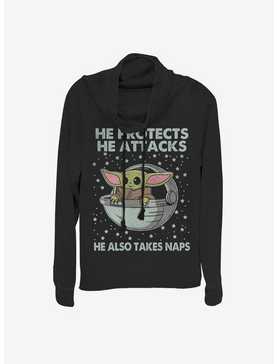 Star Wars The Mandalorian The Child Naps Cowl Neck Long-Sleeve Girls Top, , hi-res