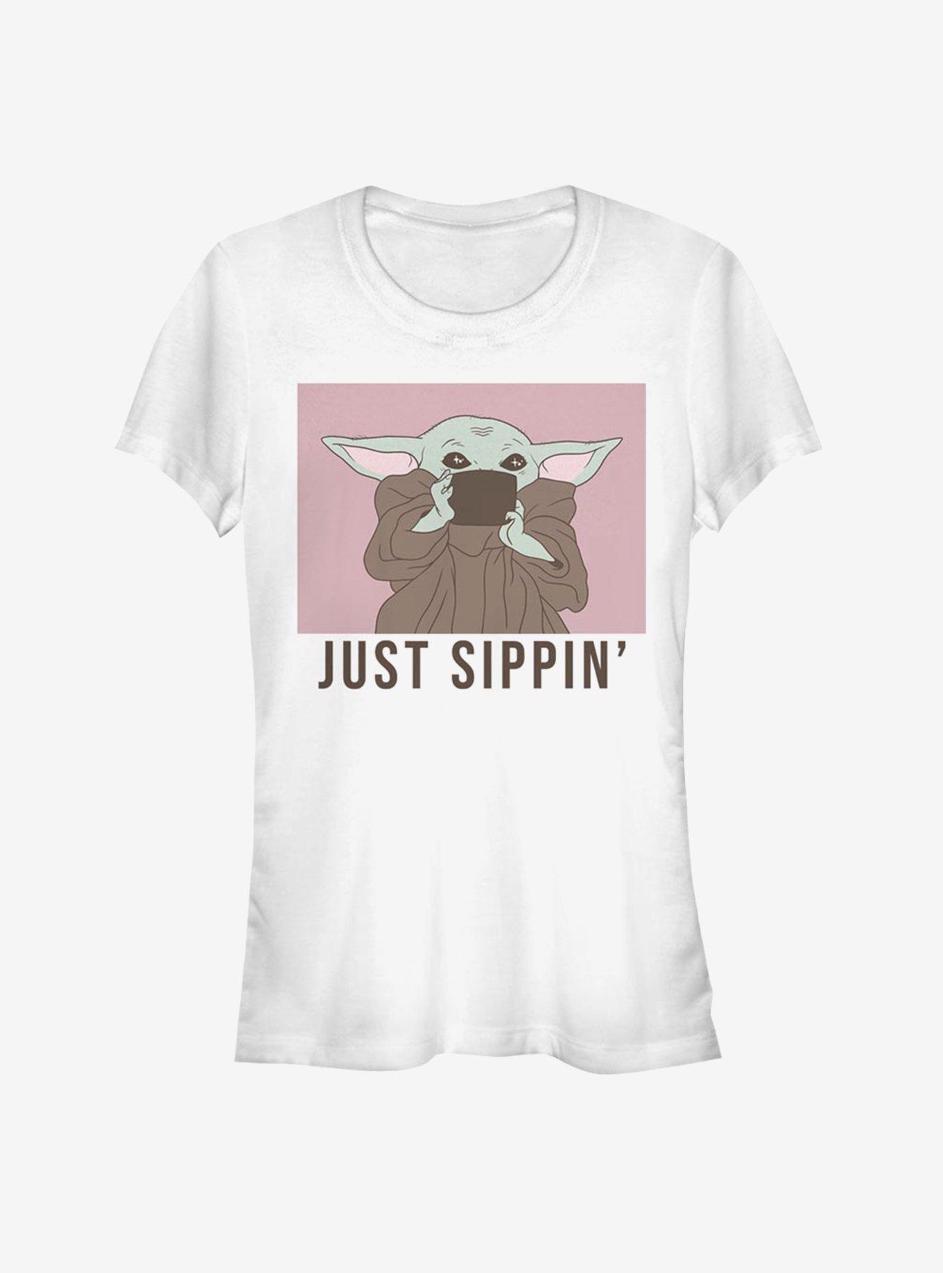 Star Wars The Mandalorian The Child Just Sippin Girls T-Shirt, WHITE, hi-res