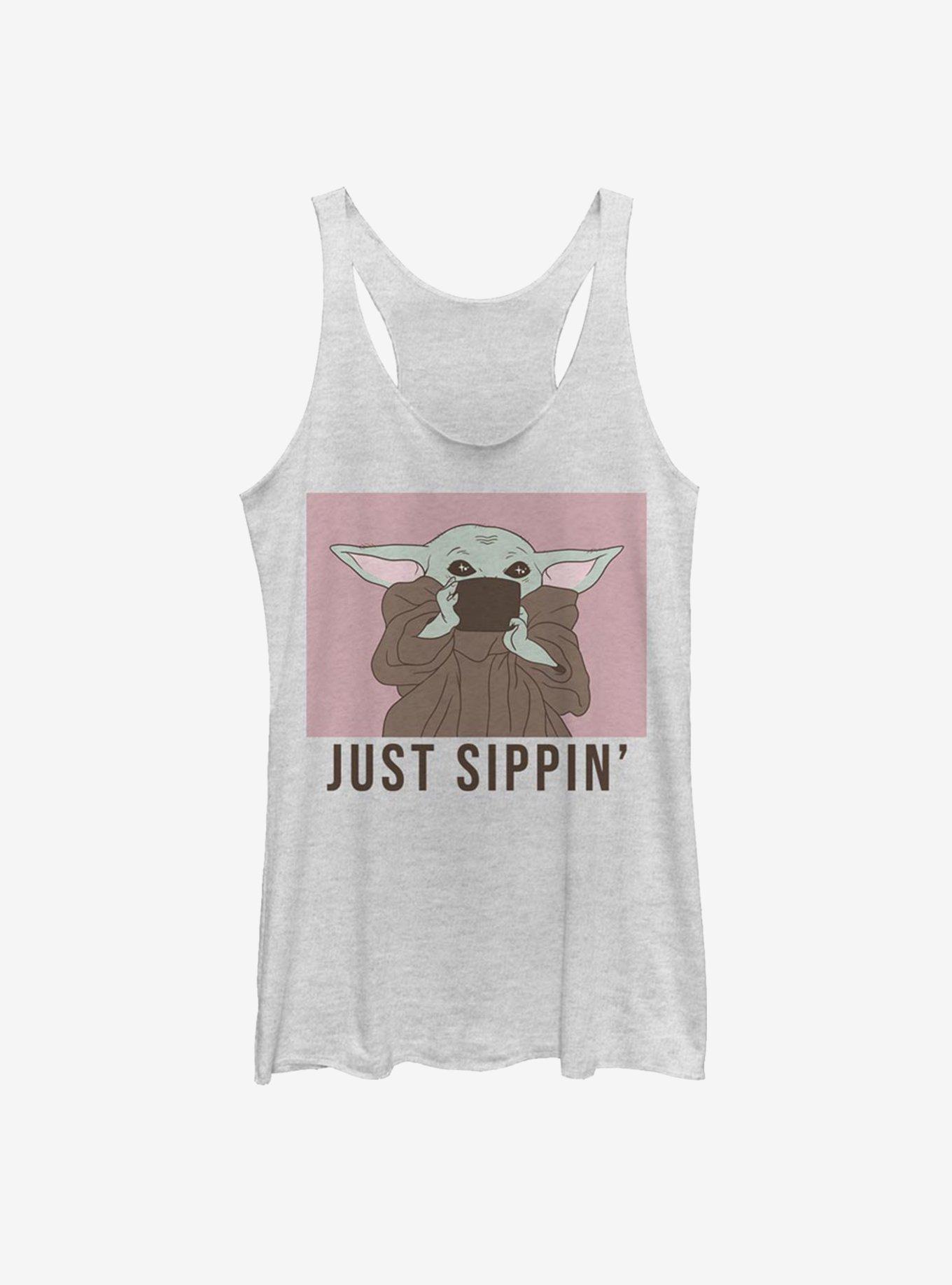 Star Wars The Mandalorian The Child Just Sippin Girls Tank, WHITE HTR, hi-res
