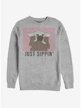 Star Wars The Mandalorian The Child Just Sippin Crew Sweatshirt, ATH HTR, hi-res