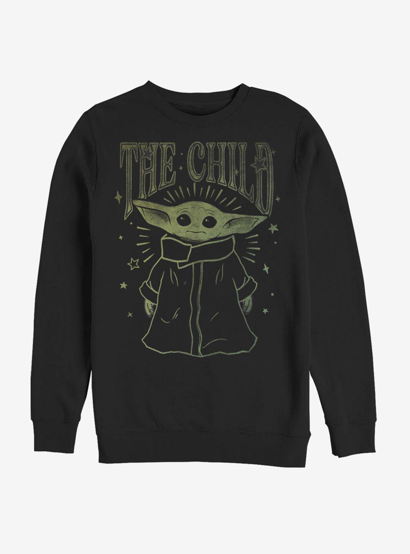 Star Wars The Mandalorian The Child Starry Night Crew Sweatshirt, BLACK, hi-res