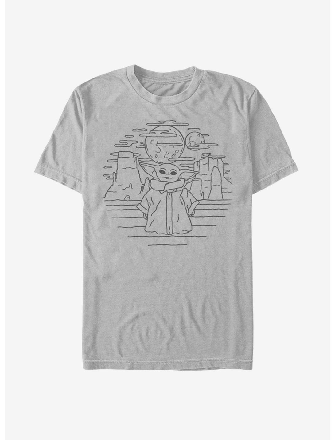 Star Wars The Mandalorian The Child Doodle T-Shirt, SILVER, hi-res