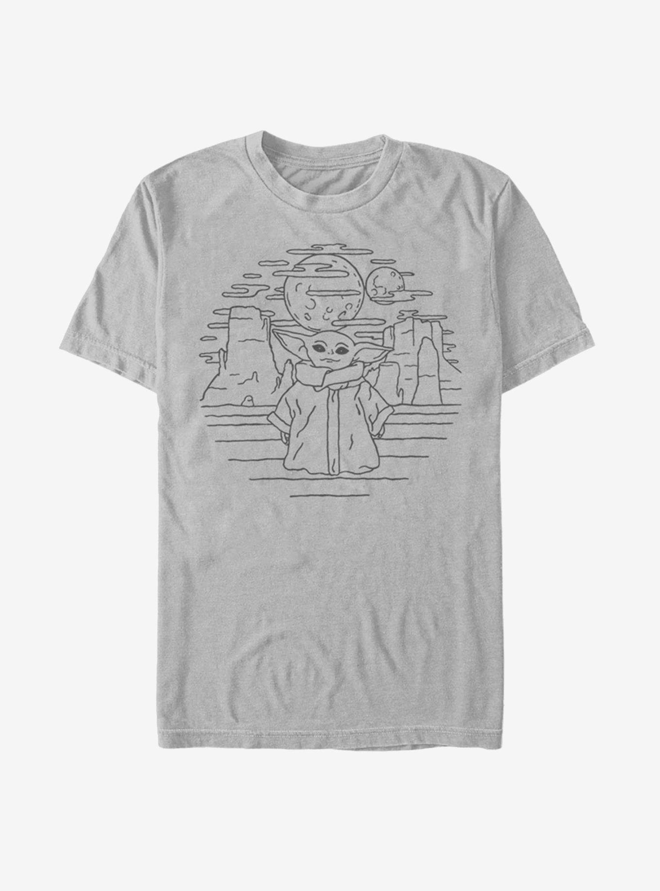 Star Wars The Mandalorian The Child Doodle T-Shirt, SILVER, hi-res