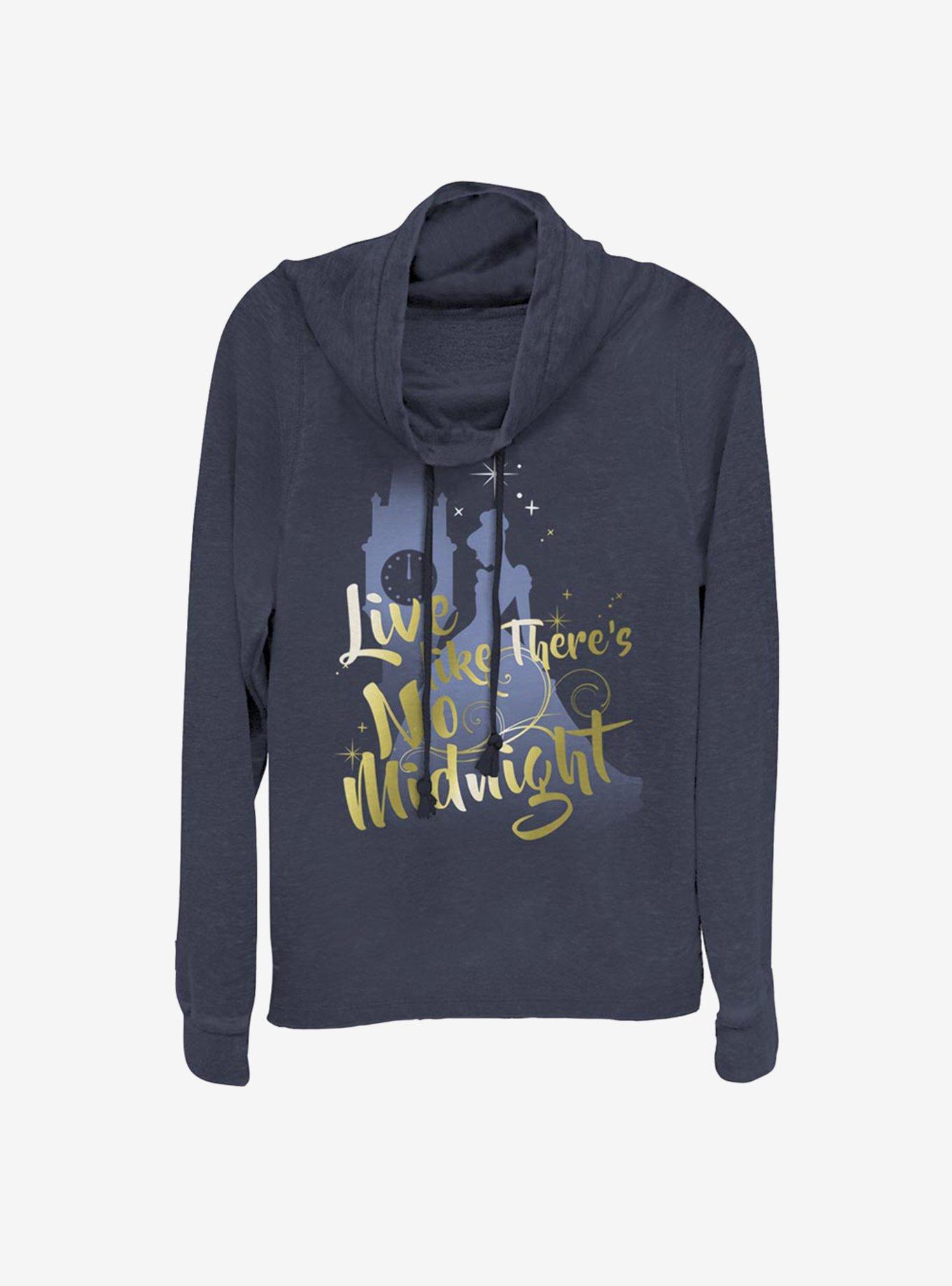 Disney Cinderella Classic Live Like There's No Midnight Cowlneck Long-Sleeve Girls Top, NAVY, hi-res