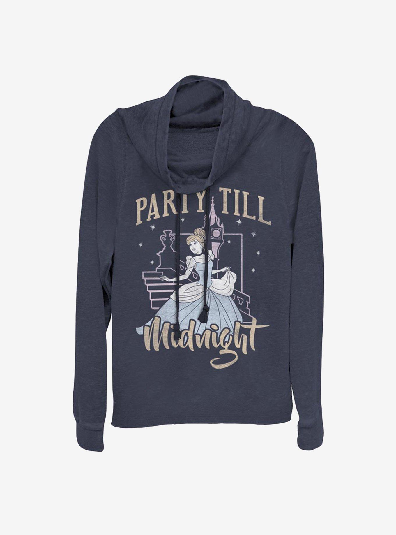 Disney Cinderella Classic Party Till Midnight Cowlneck Long-Sleeve Girls Top, NAVY, hi-res