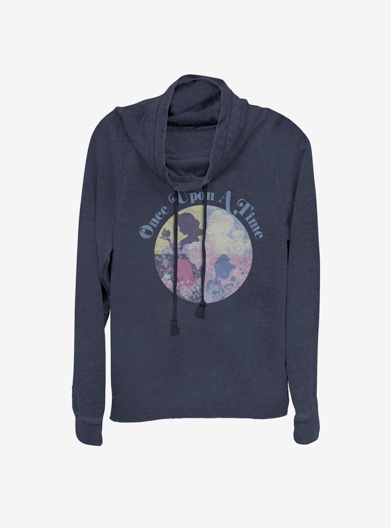 Disney Princess Classic Once Upon A Time Cowlneck Long-Sleeve Girls Top, NAVY, hi-res