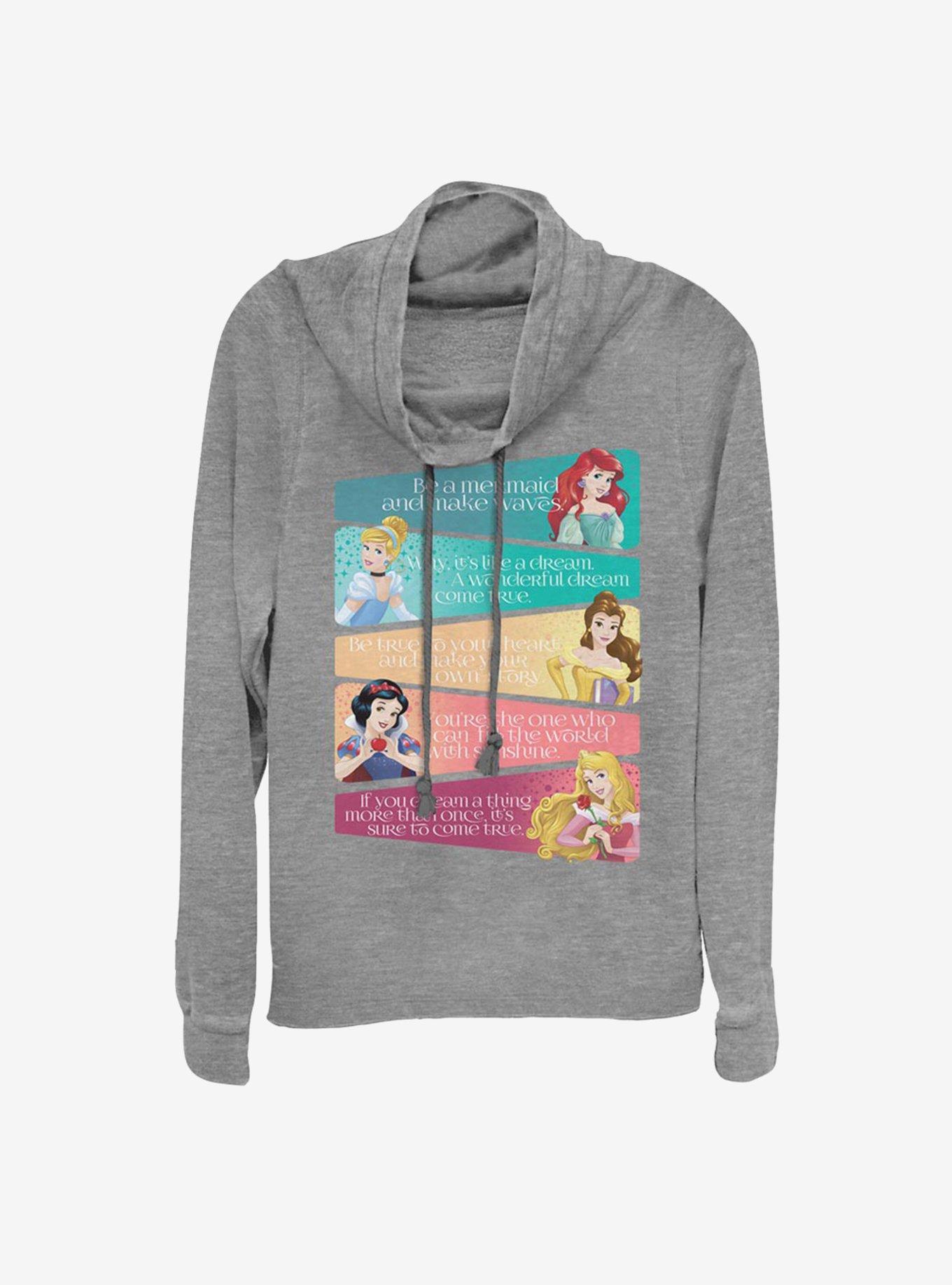 Disney Princess Classic Adjectives Cowlneck Long-Sleeve Girls Top