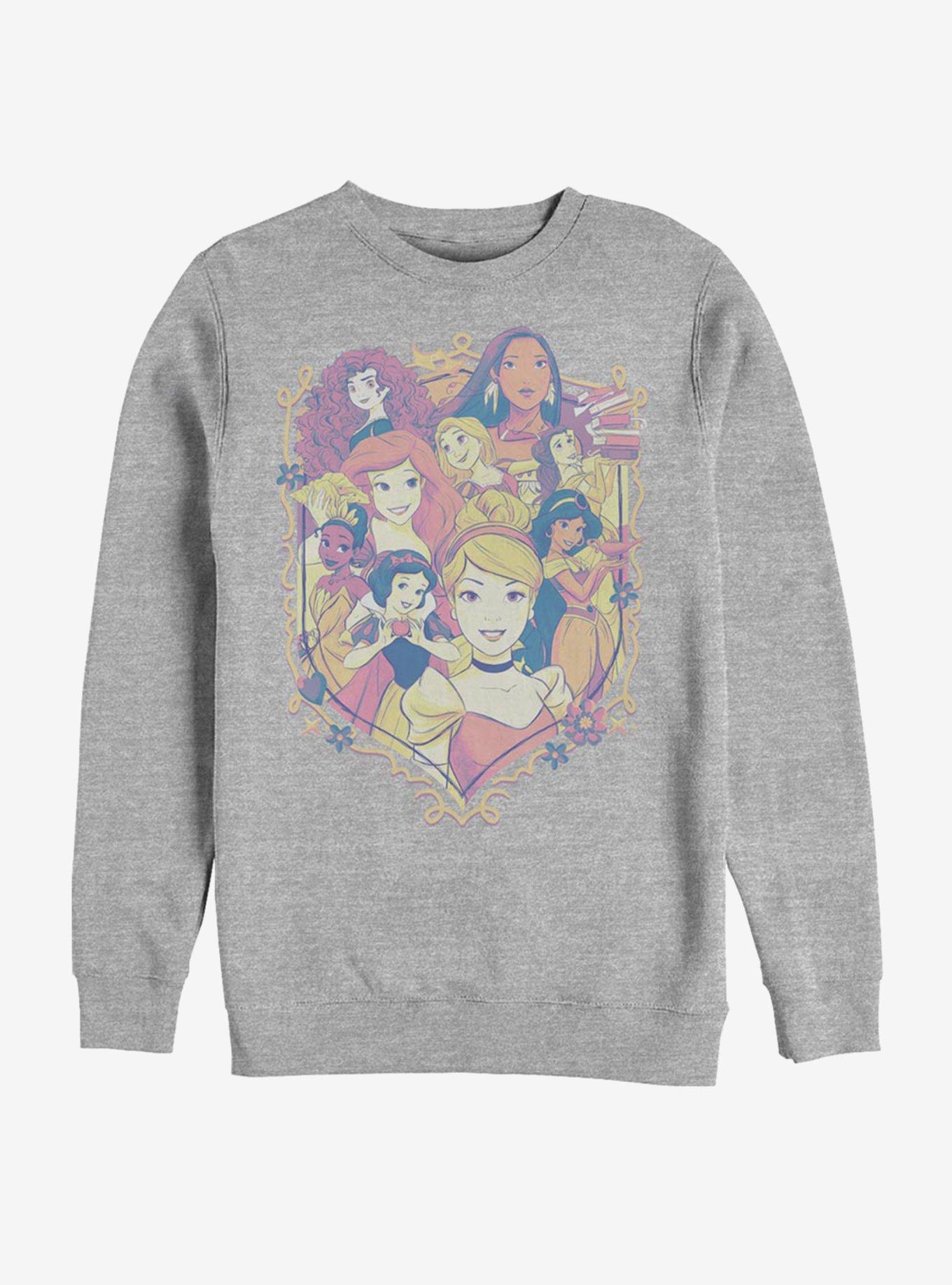 Disney Princess Classic Princess Shield Crew Sweatshirt, ATH HTR, hi-res