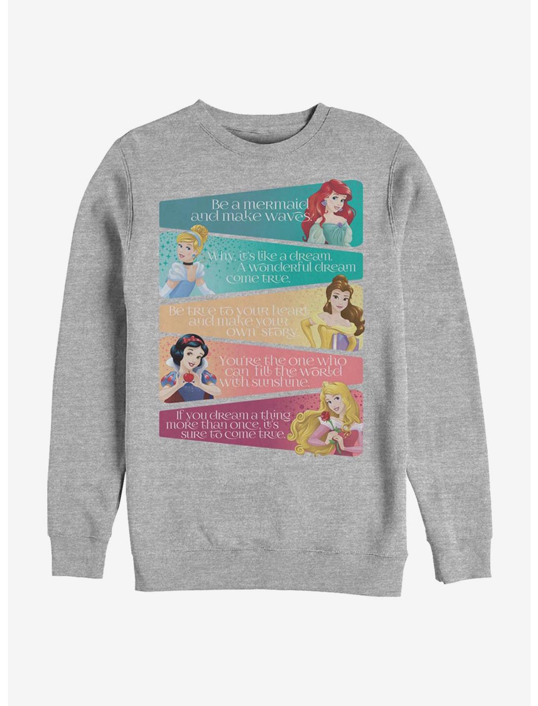 Disney Princess Classic Princess Adjectives Crew Sweatshirt, ATH HTR, hi-res