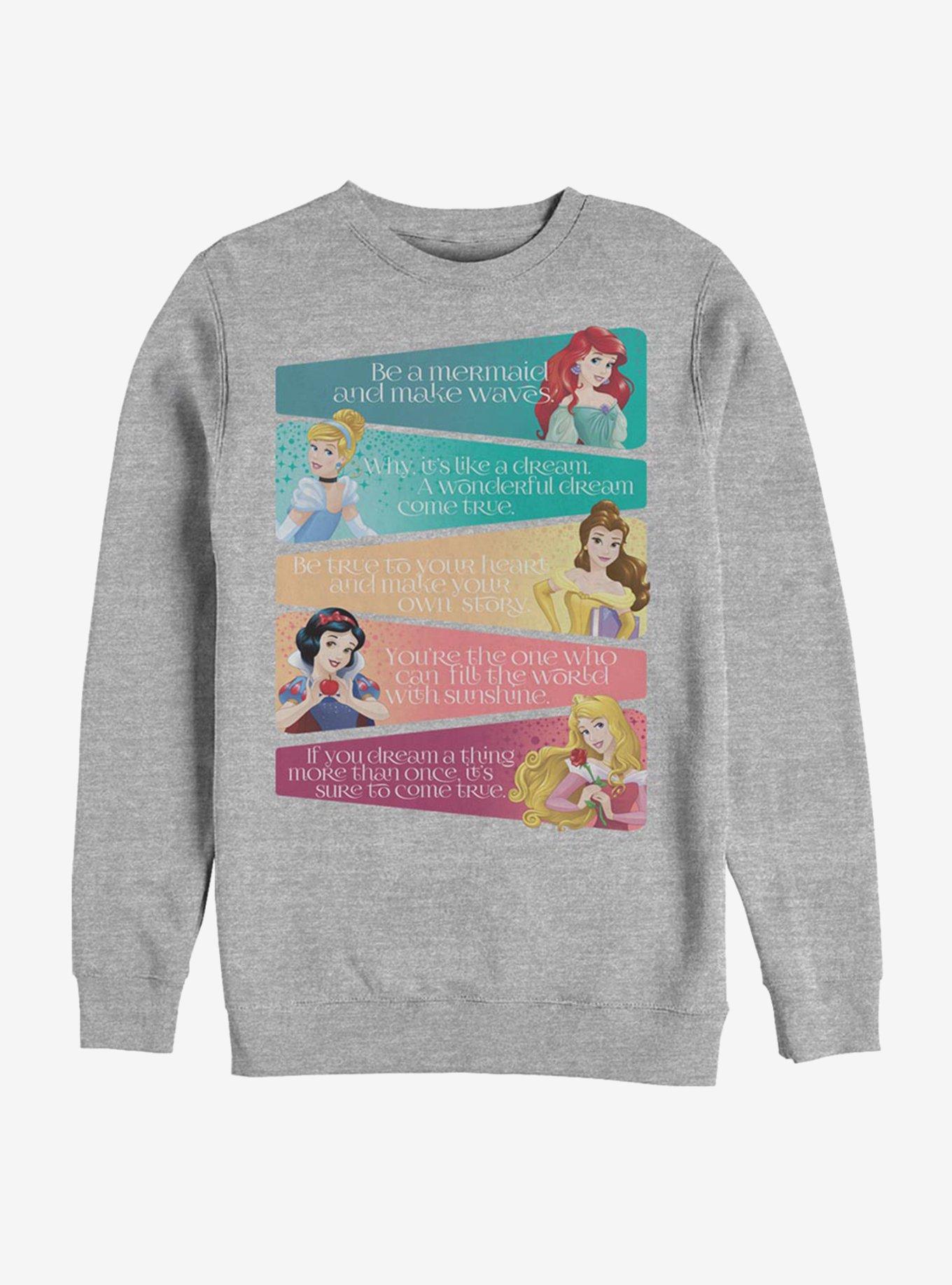 Disney Princess Classic Princess Adjectives Crew Sweatshirt, ATH HTR, hi-res