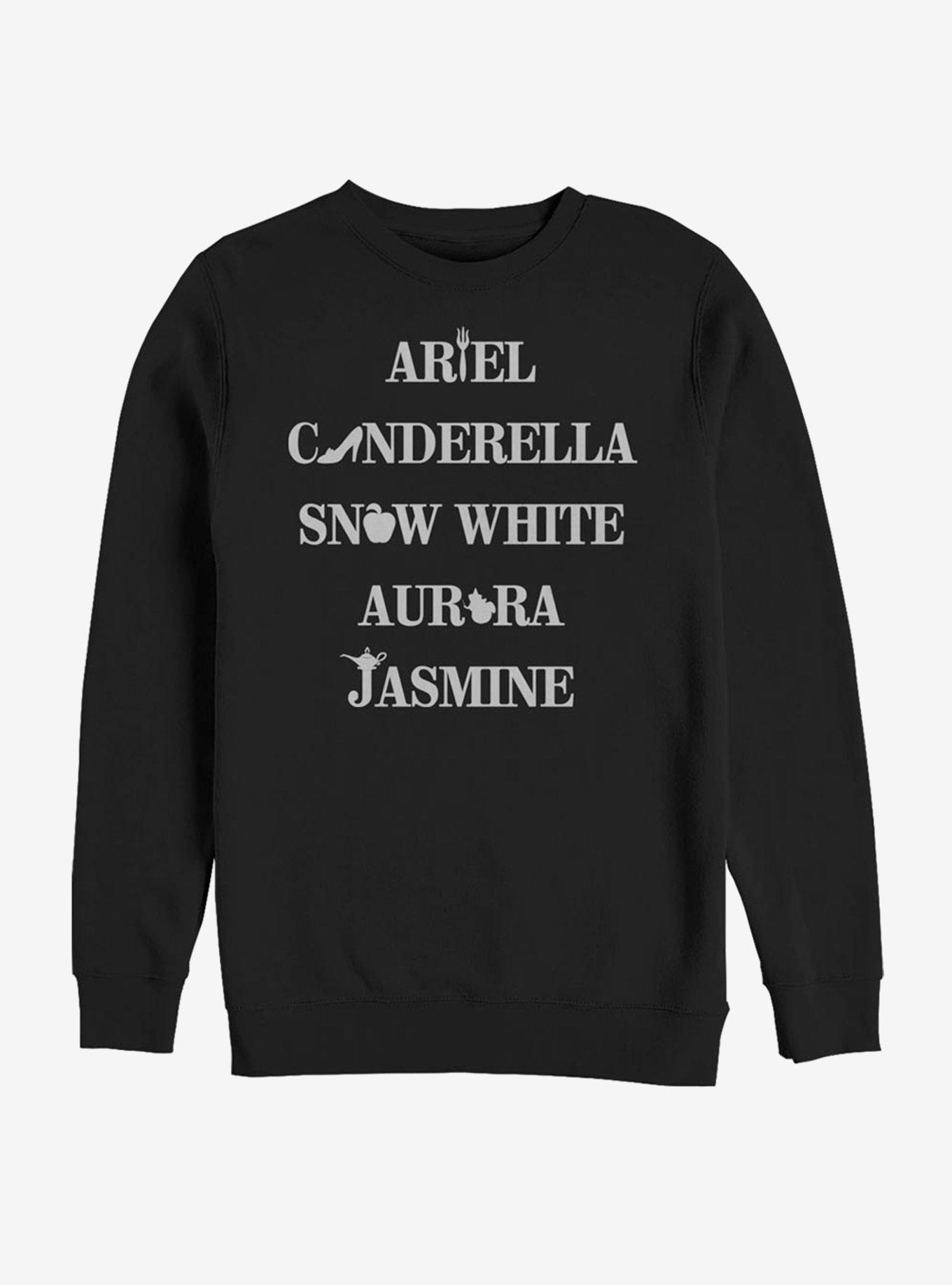 Disney Princess Classic Princess Icons Crew Sweatshirt, BLACK, hi-res