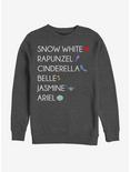 Disney Princess Classic Princess List Crew Sweatshirt, CHAR HTR, hi-res