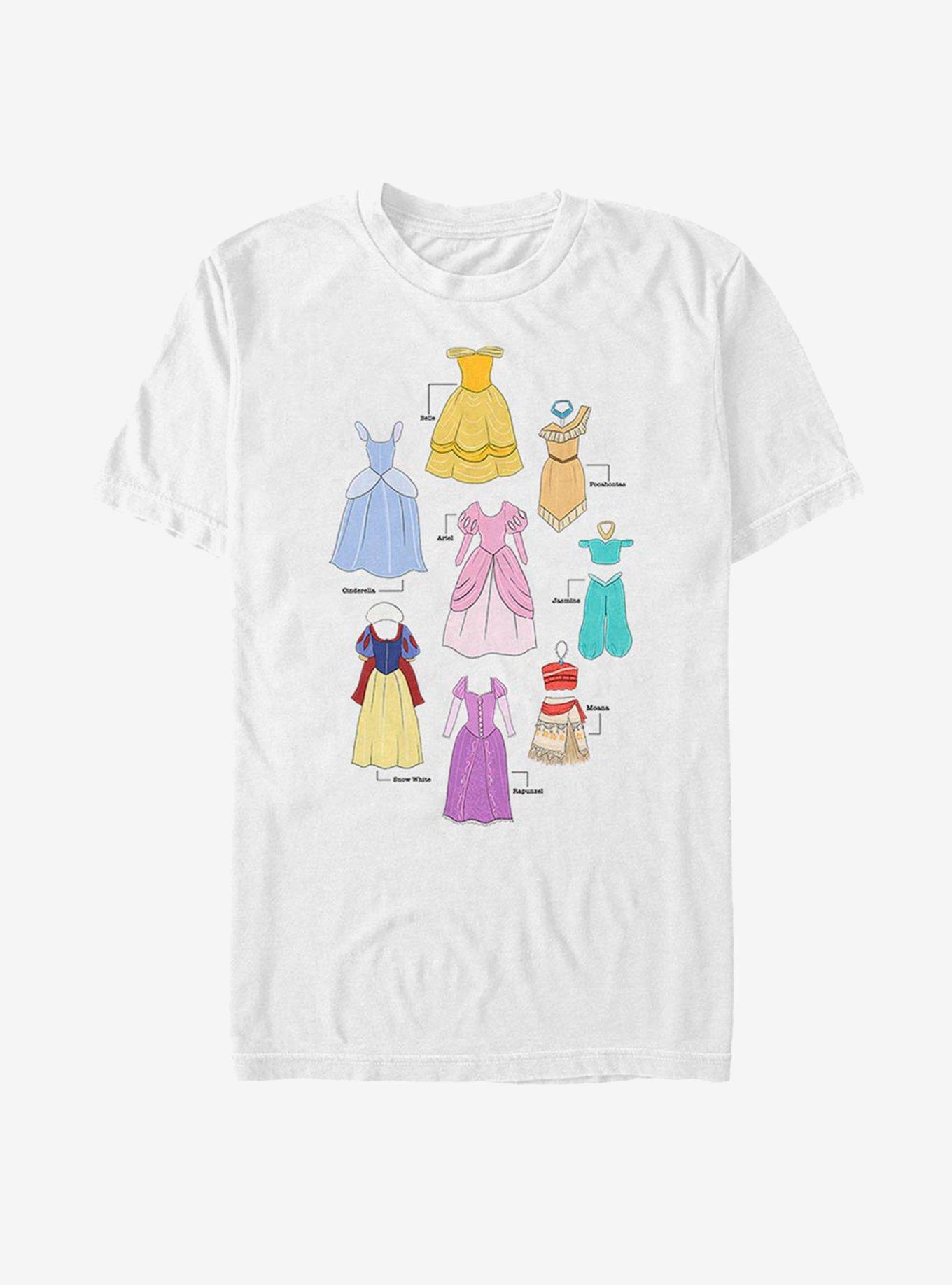 Disney Princess Classic Textbook Dresses T-Shirt, WHITE, hi-res