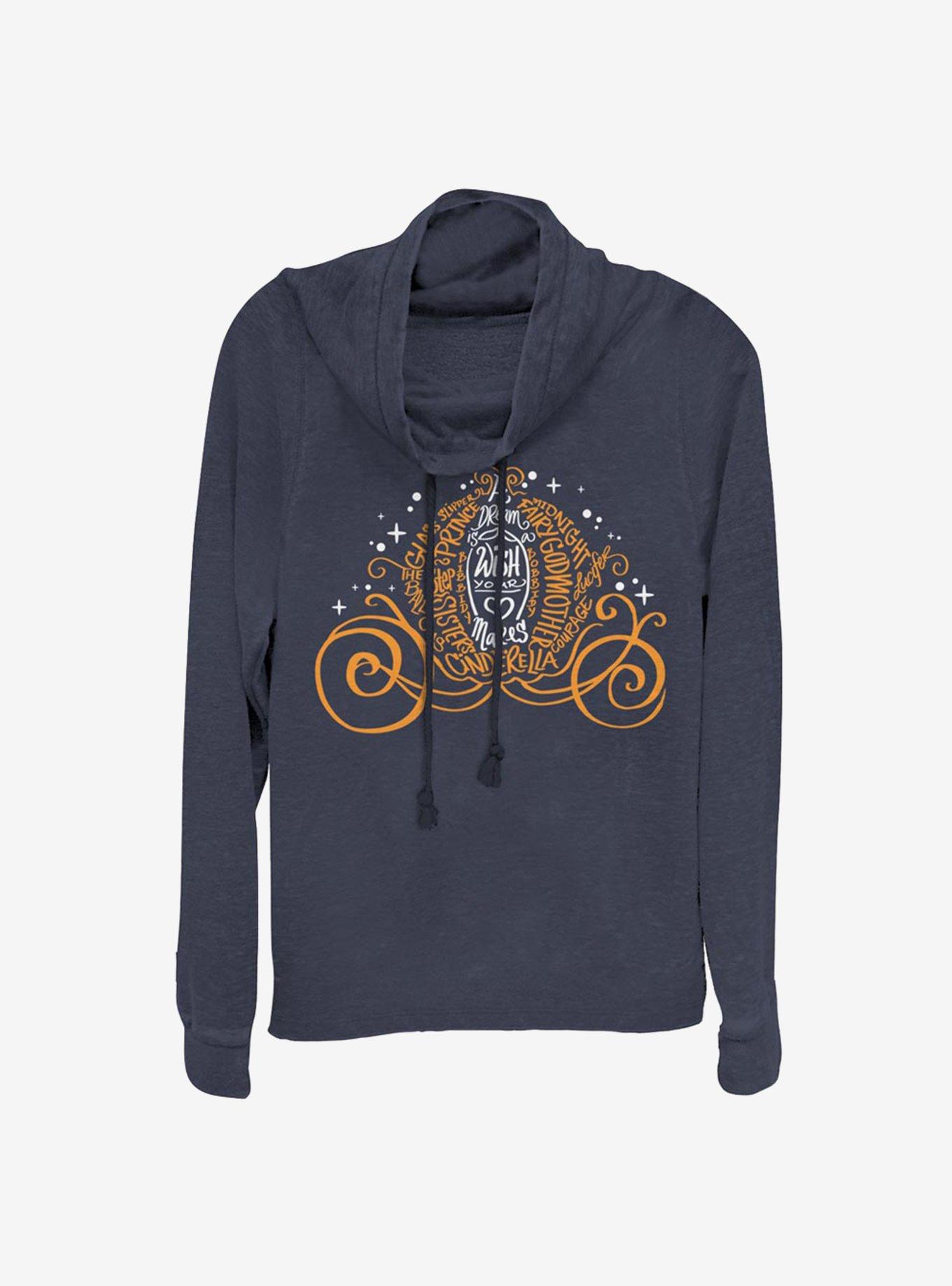 Disney Cinderella Pumpkin Script Cowl Neck Long-Sleeve Womens Top, , hi-res