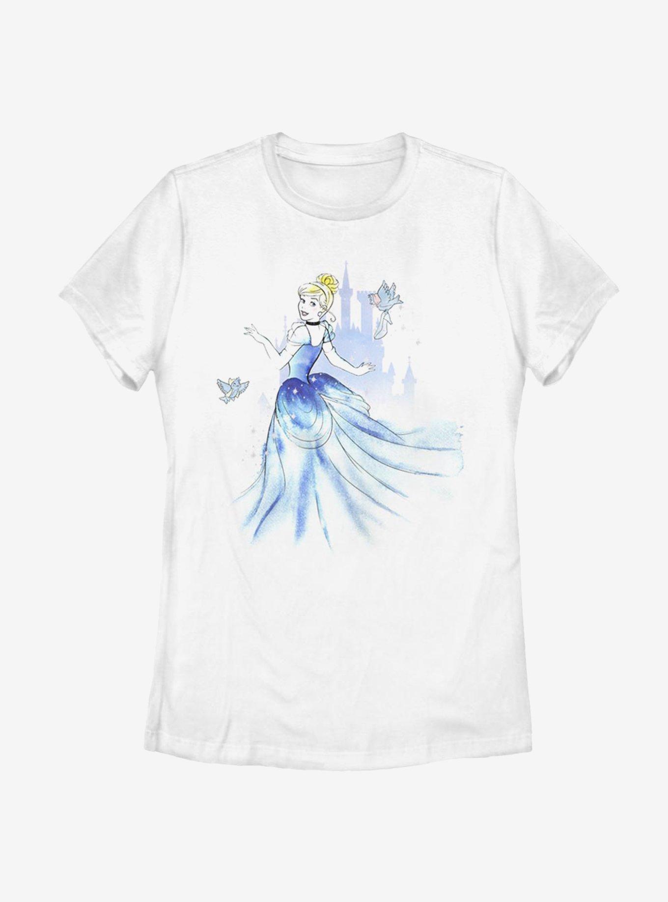 Disney Cinderella Watercolor Womens T-Shirt, WHITE, hi-res