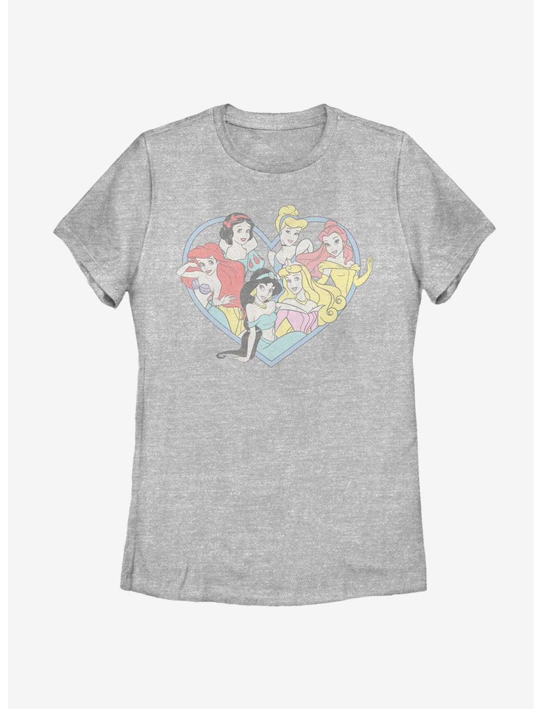 Disney Princesses Original Six Heart Womens T-Shirt, ATH HTR, hi-res