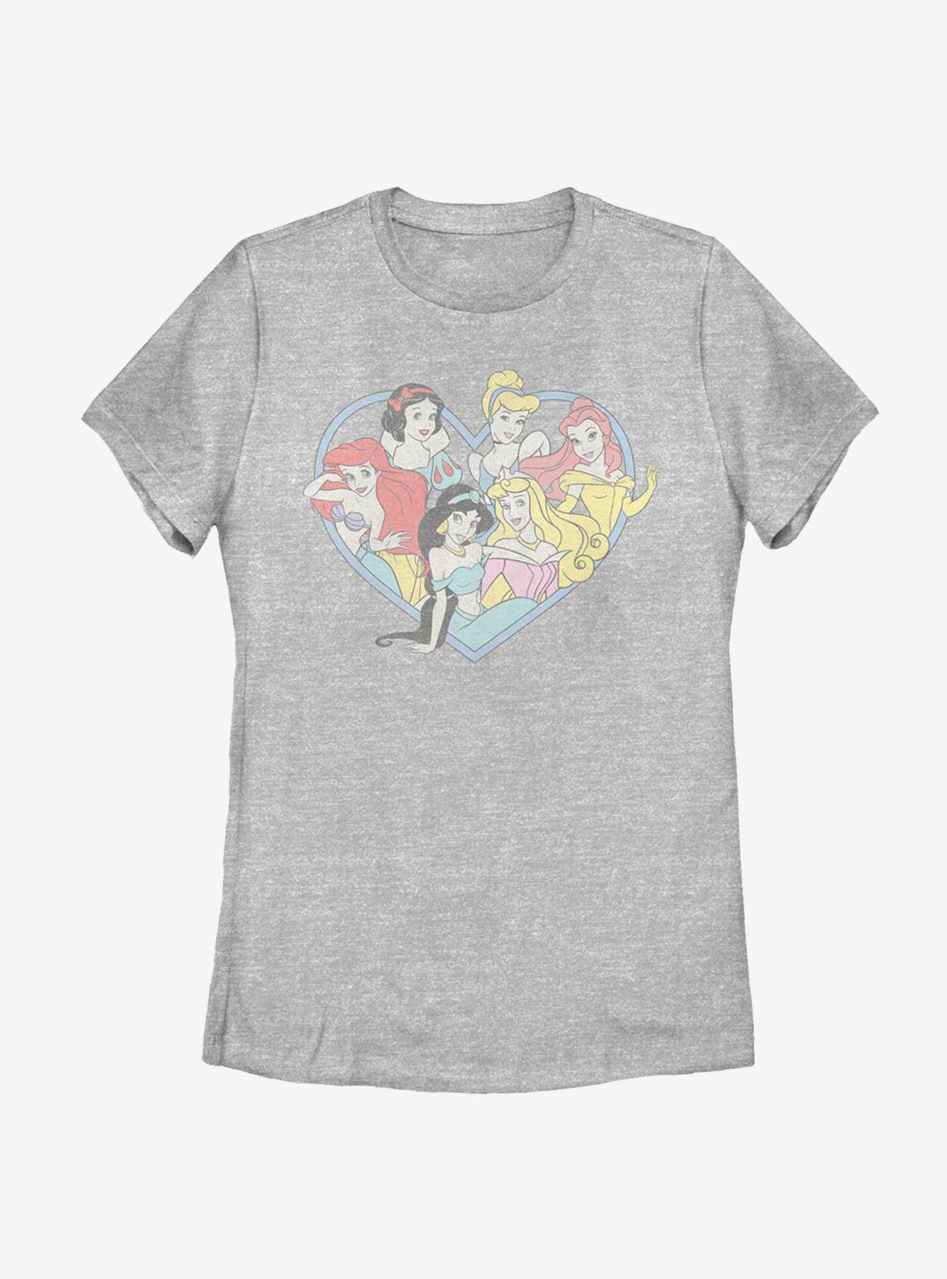 Disney Princesses Original Six Heart Womens T-Shirt, ATH HTR, hi-res