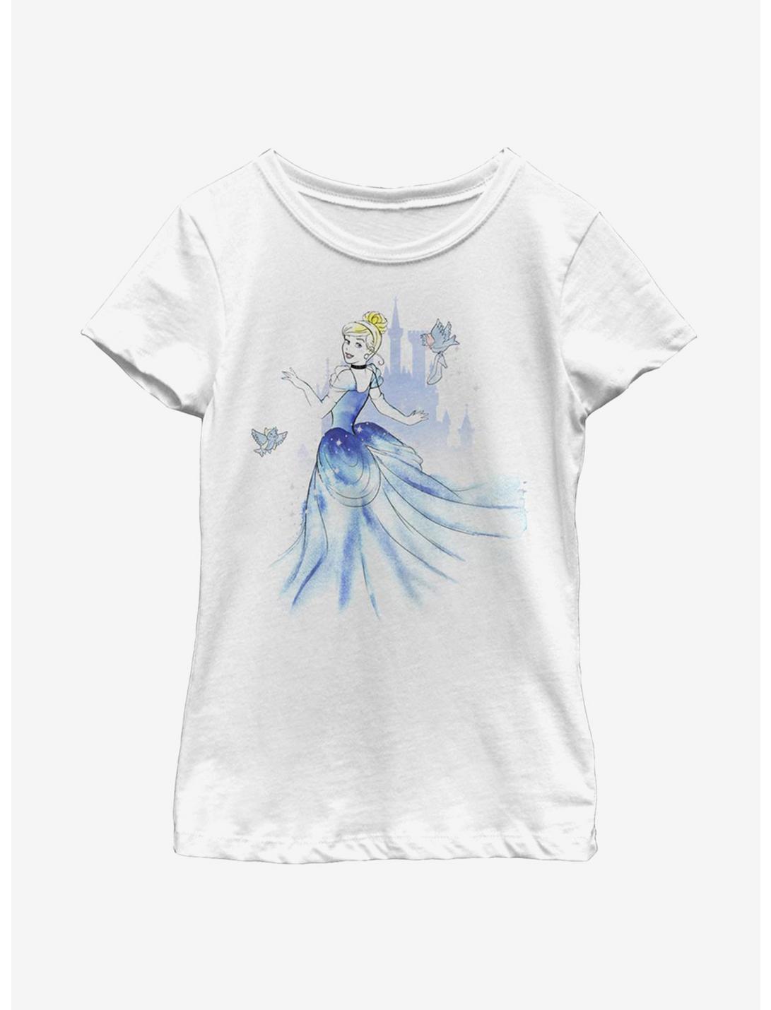 Disney Cinderella Watercolor Youth Girls T-Shirt, WHITE, hi-res