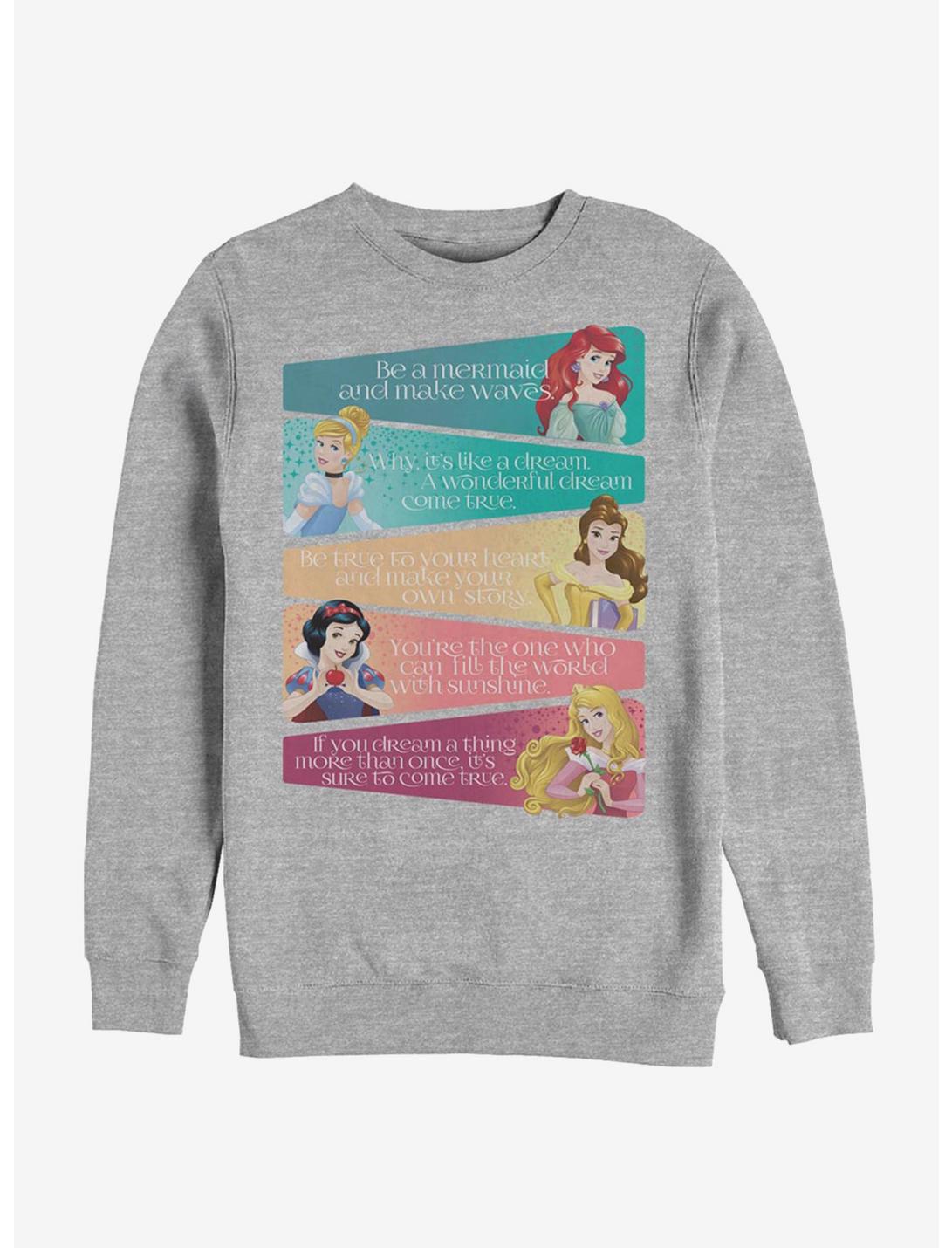 Disney Princesses Mottos And Quotes Sweatshirt, ATH HTR, hi-res