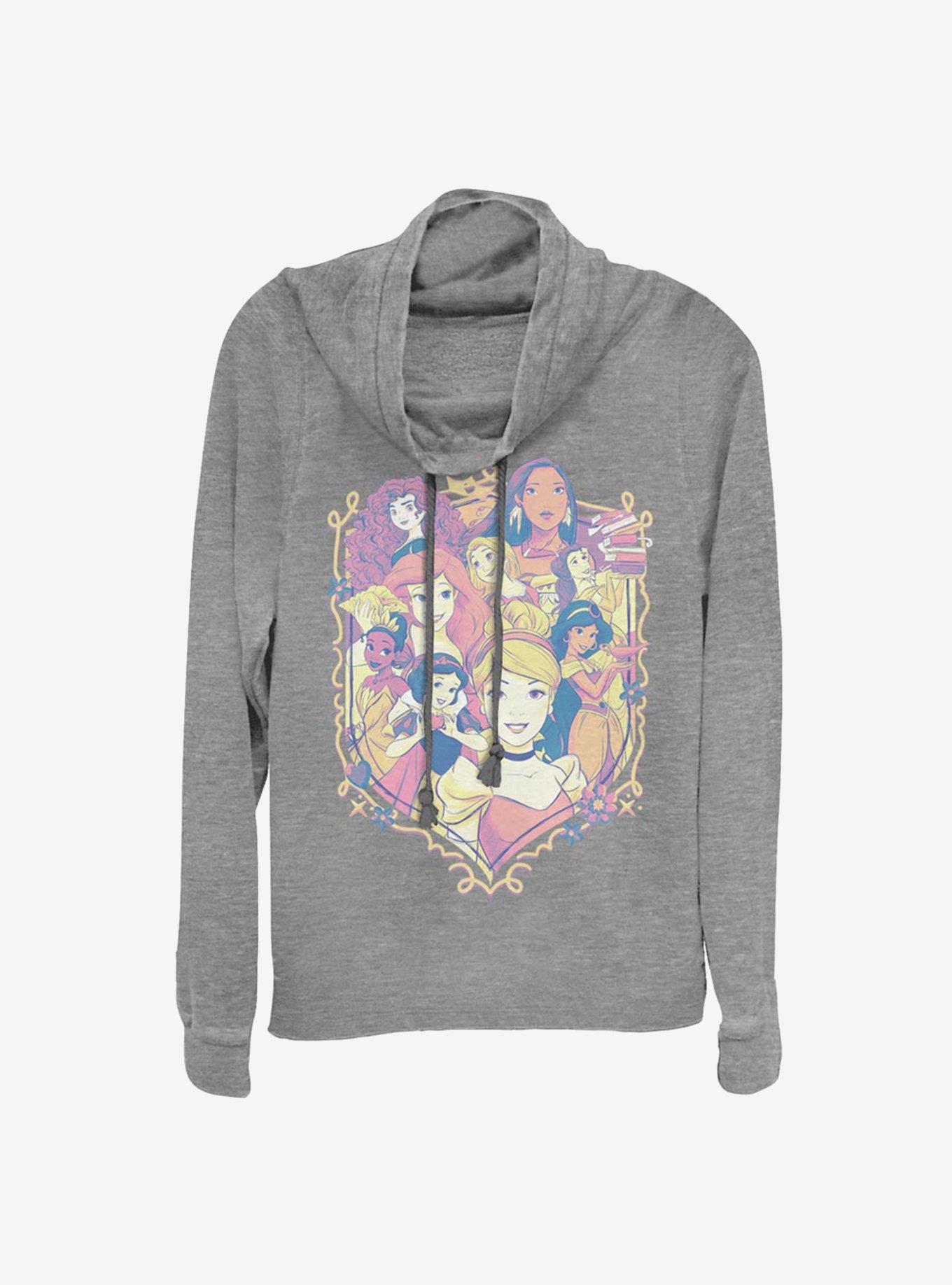 Disney Princesses Royal Shield Cowl Neck Long-Sleeve Womens Top, , hi-res