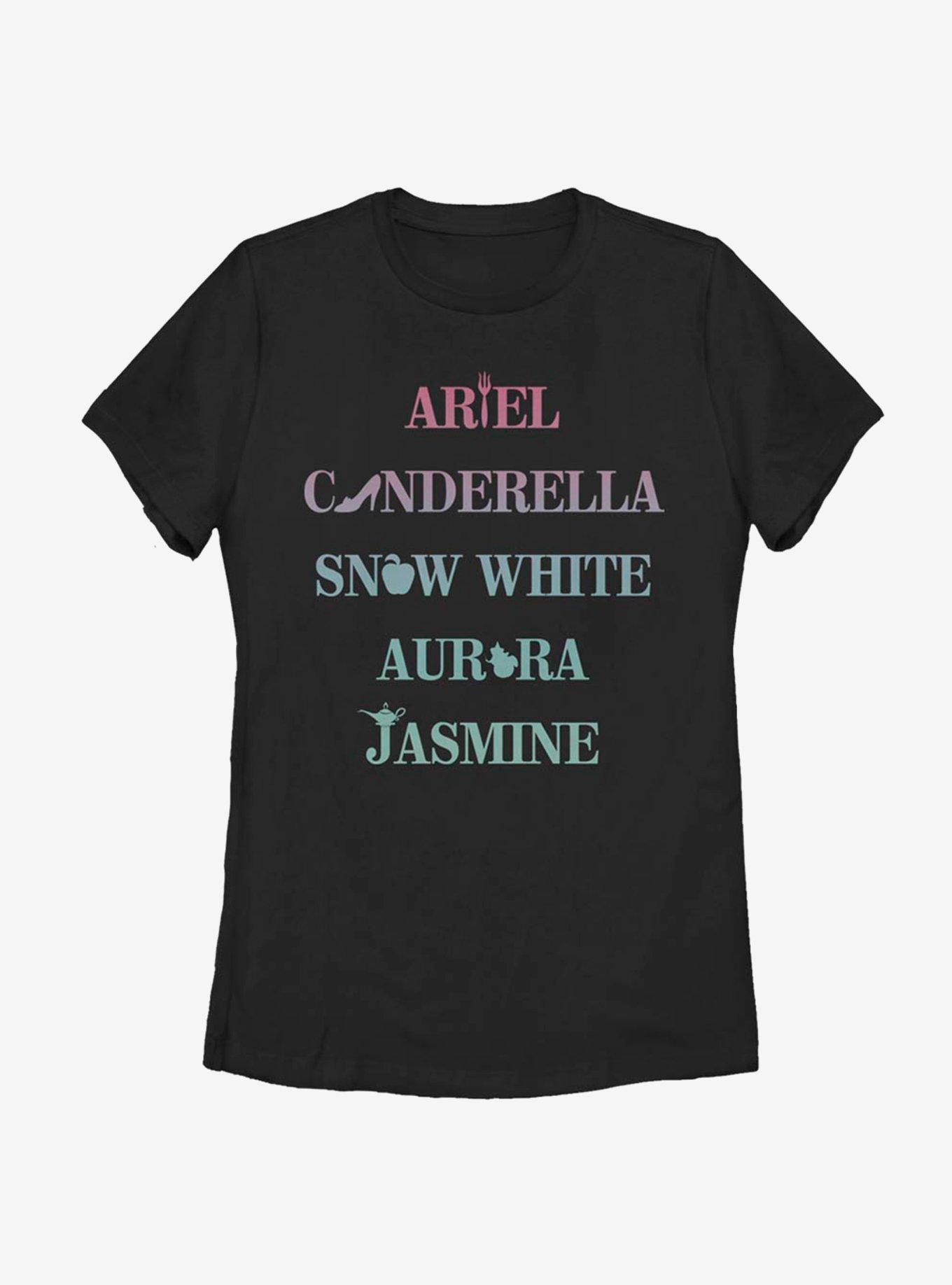 Disney Princesses Name Stack Icons Womens T-Shirt, , hi-res