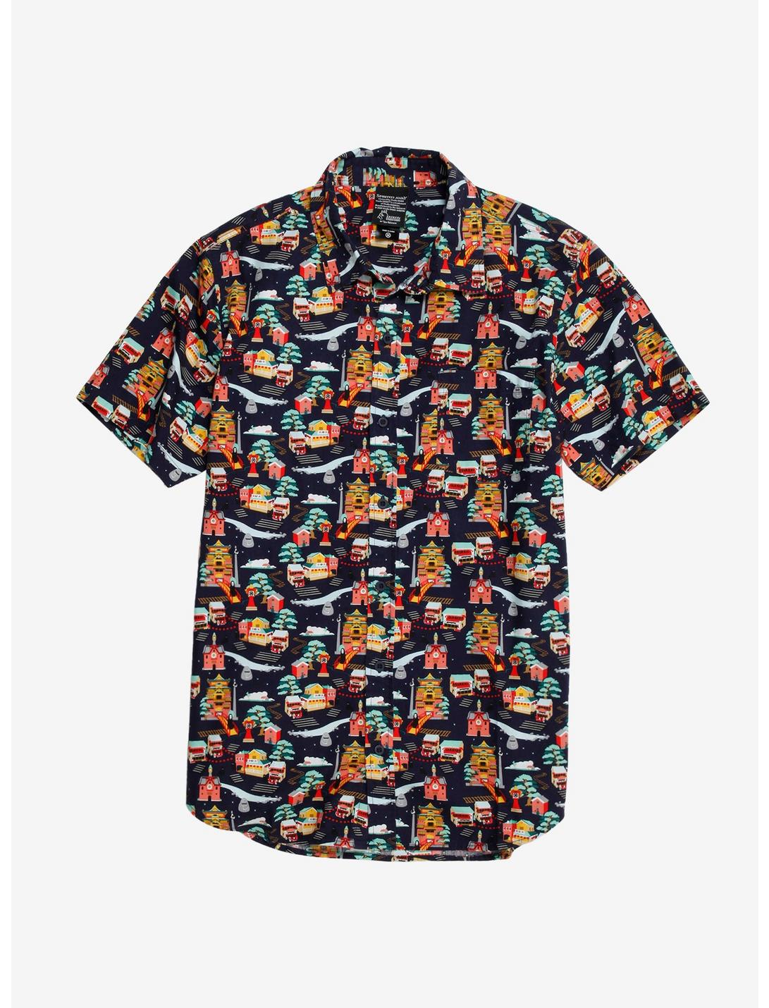Our Universe Studio Ghibli Spirited Away Landmarks Woven Button-Up - BoxLunch Exclusive, MULTI, hi-res