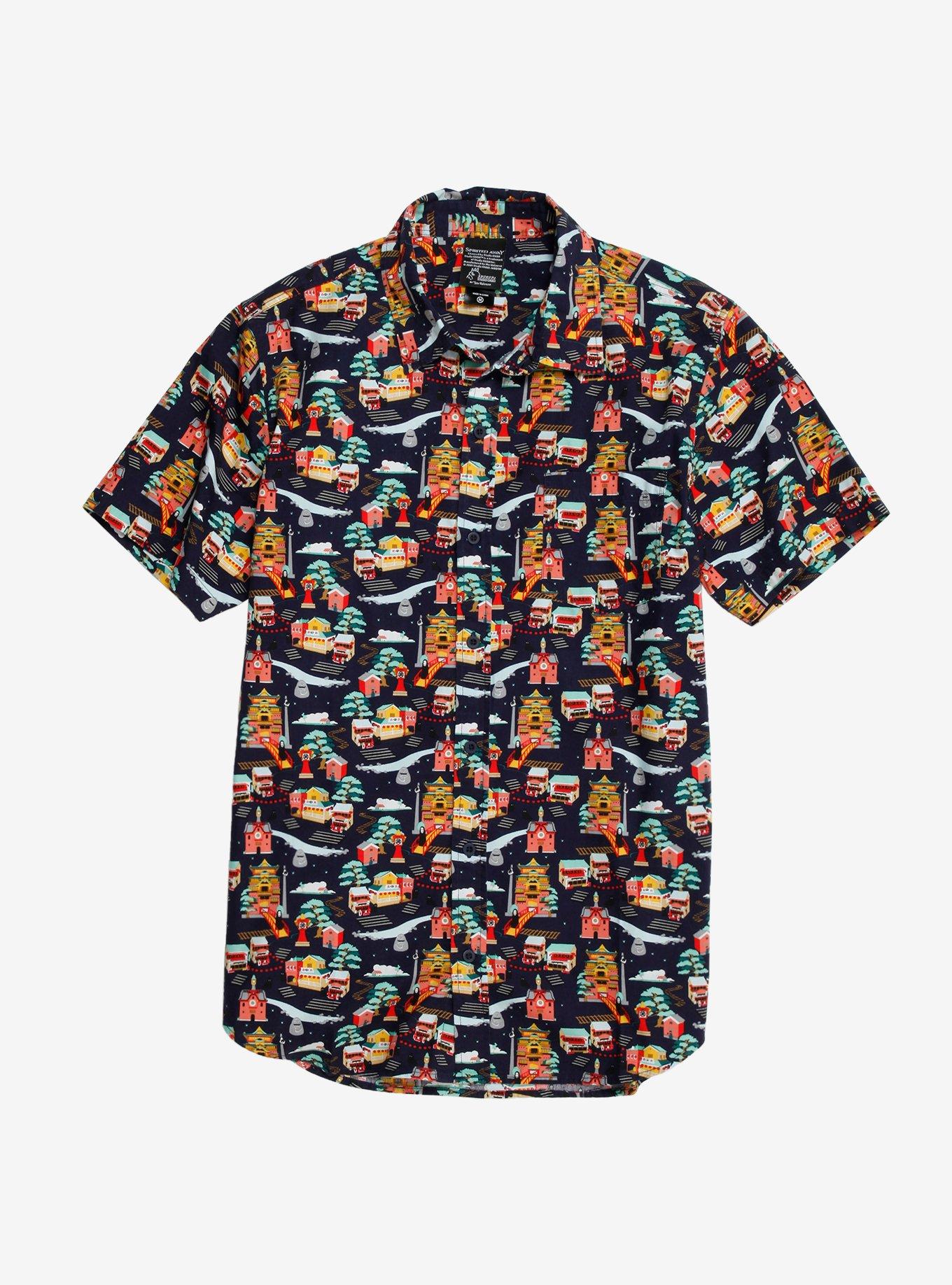 Our Universe Studio Ghibli Spirited Away Landmarks Woven Button-Up - BoxLunch Exclusive, MULTI, hi-res