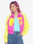 MTV Pink & Yellow Color-Block Girls Crop Windbreaker, YELLOW, hi-res