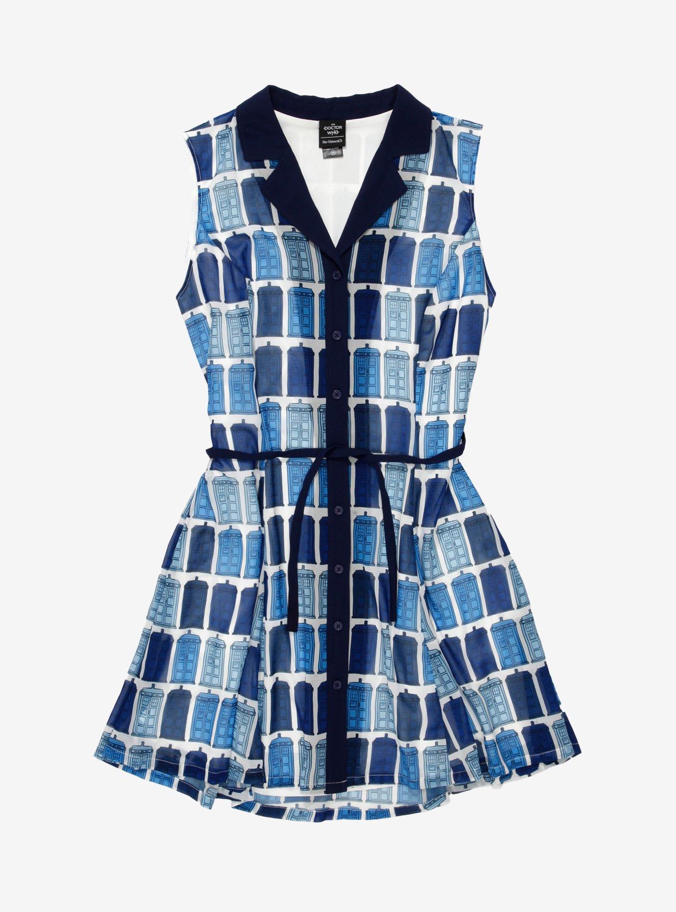 Her Universe Doctor Who TARDIS Button-Front Retro Dress Plus Size, MULTI, hi-res