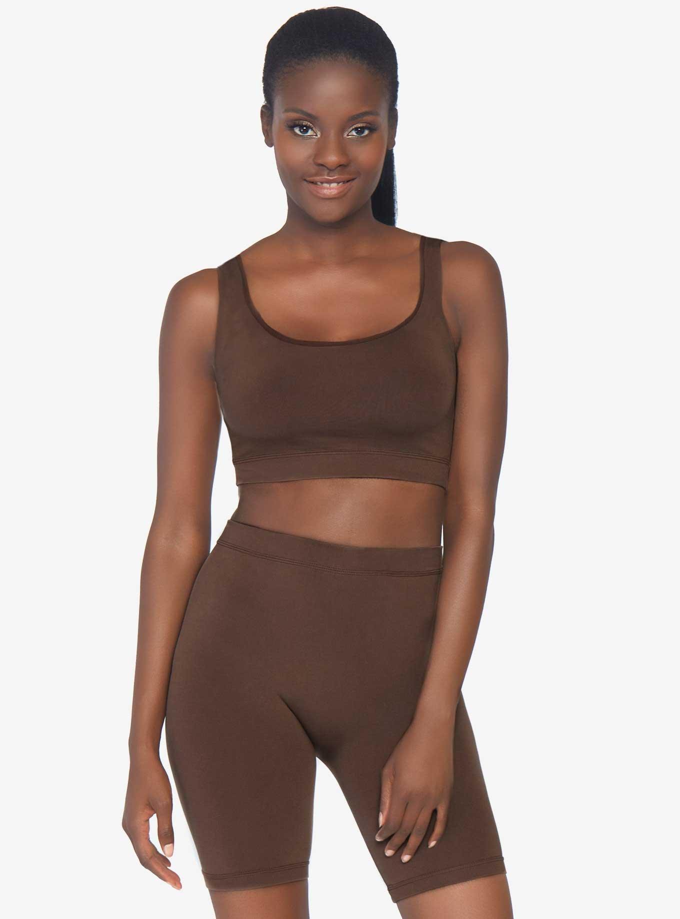 Deep Seamless Top And Shorts Set, BROWN, hi-res