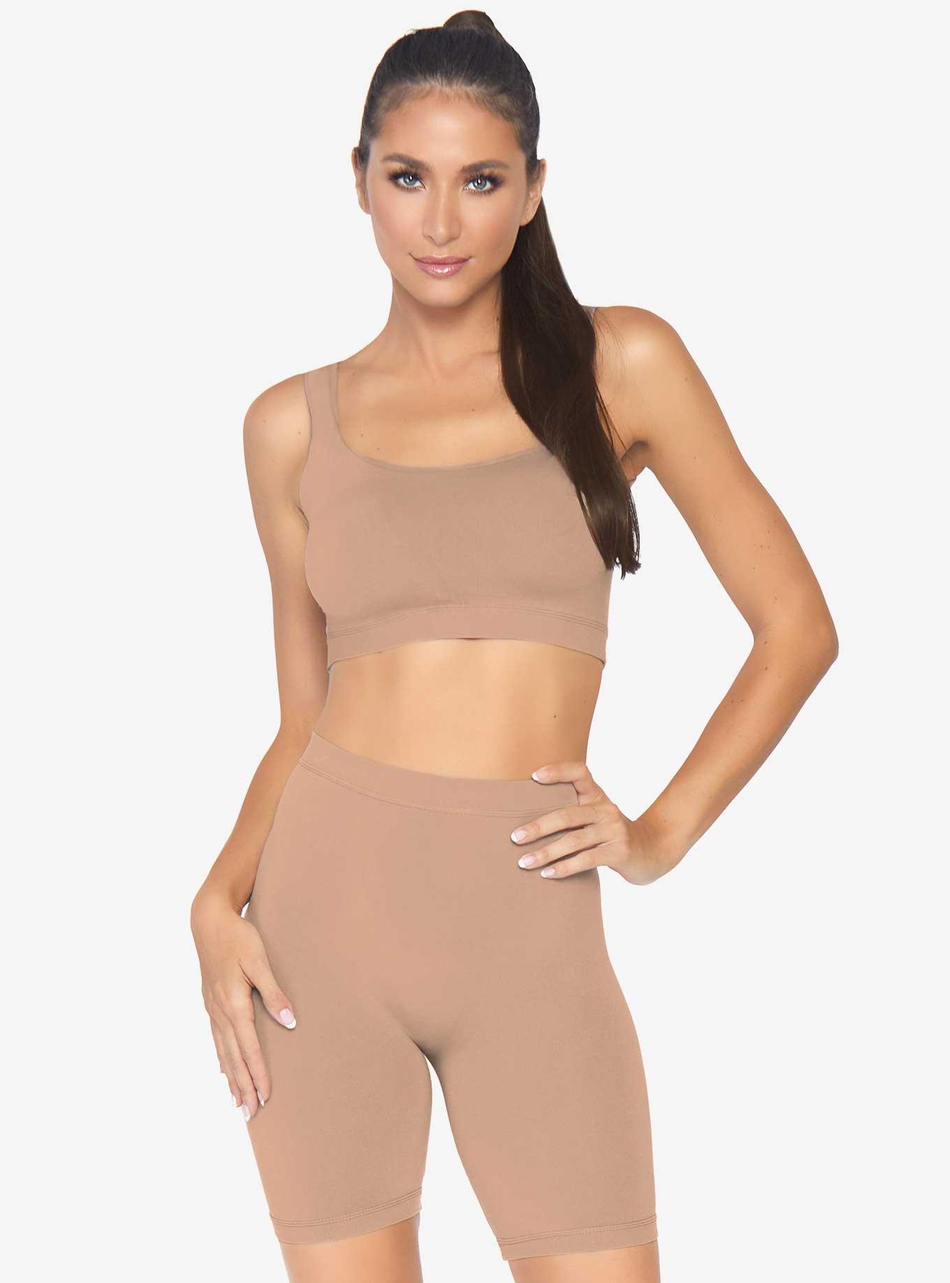 Medium Seamless Top And Shorts Set, LIGHT TAUPE, hi-res