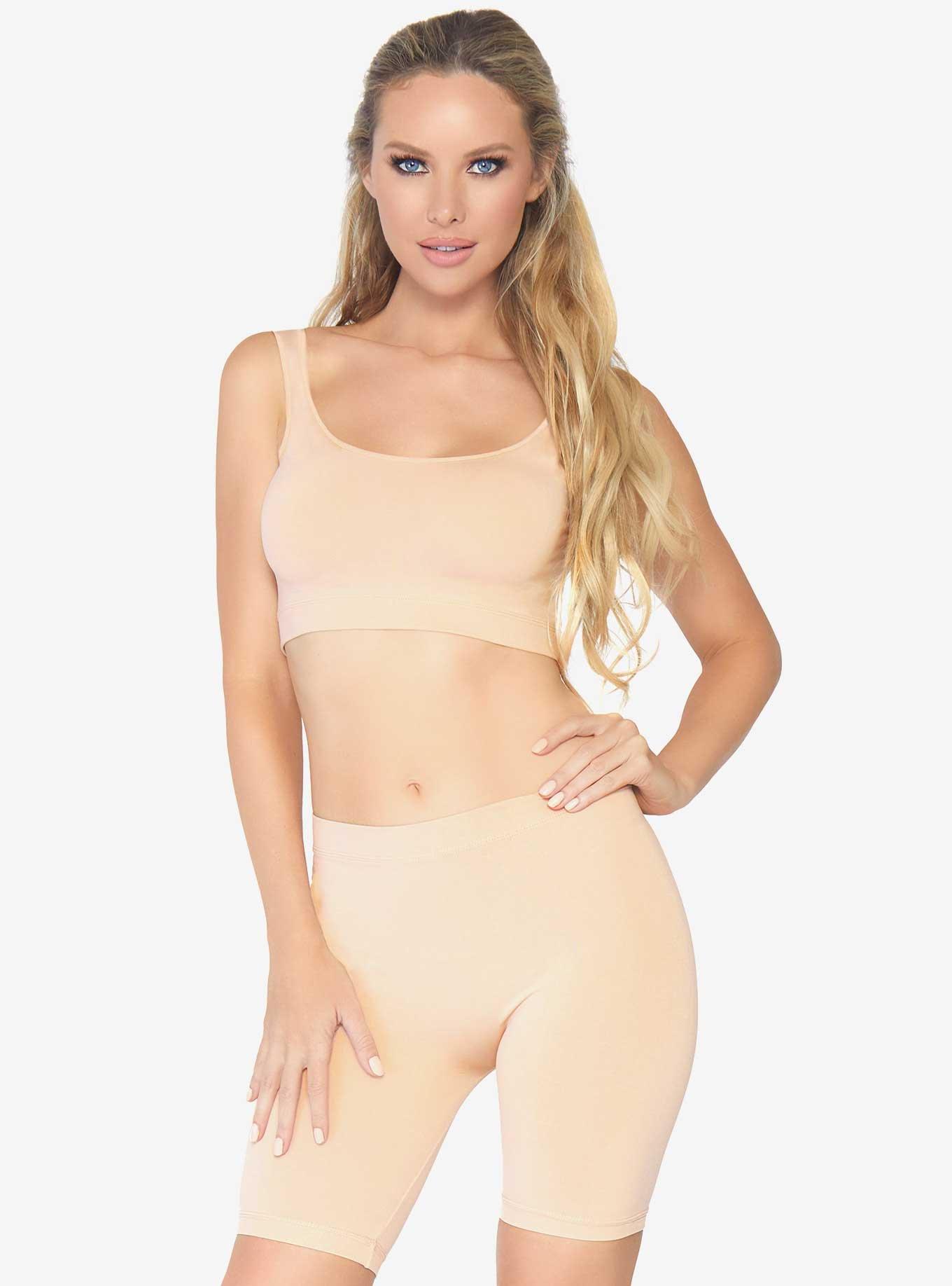 Nude Seamless Top And Shorts Set, , hi-res