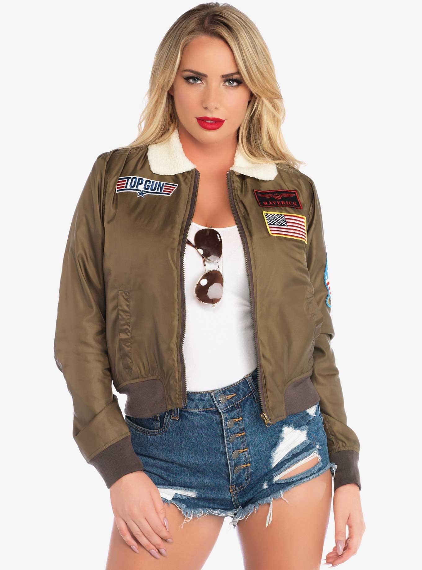 thumbnail image 2 of Women's 'TOP GUN' Napa Leather Bomber Jacket – Tan Brown Pilot Aviator Style 2 of 4