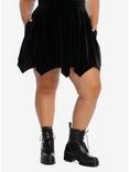 Batwing Hem Black Velvet Skirt Plus Size, BLACK, hi-res