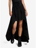 Black Lace-Up Hi-Low Maxi Skirt, BLACK, hi-res