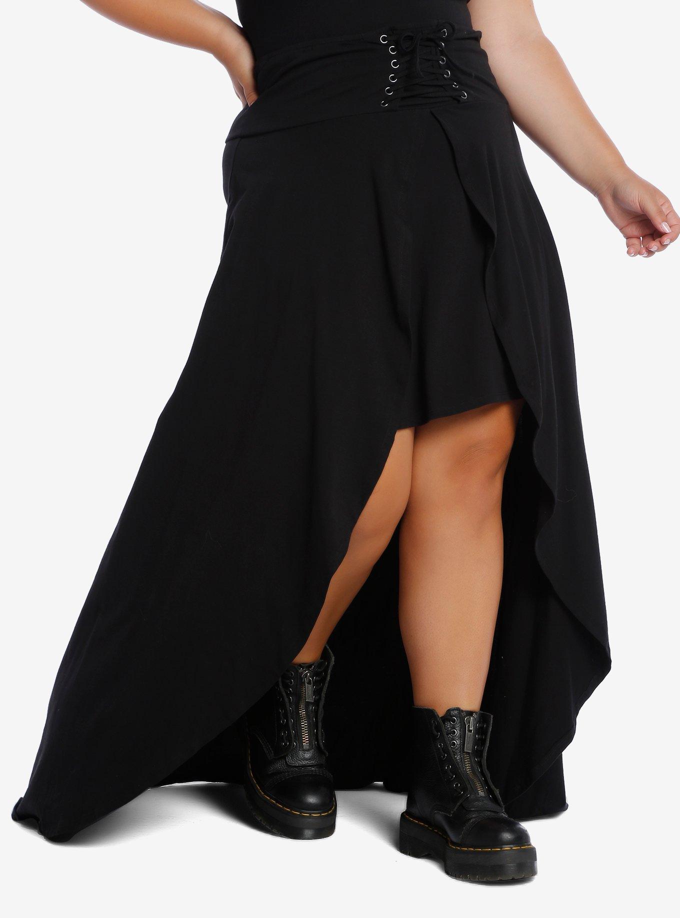 Black Lace Up Hi Low Maxi Skirt Plus Size Hot Topic