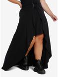 Black Lace-Up Hi-Low Maxi Skirt Plus Size, BLACK, hi-res