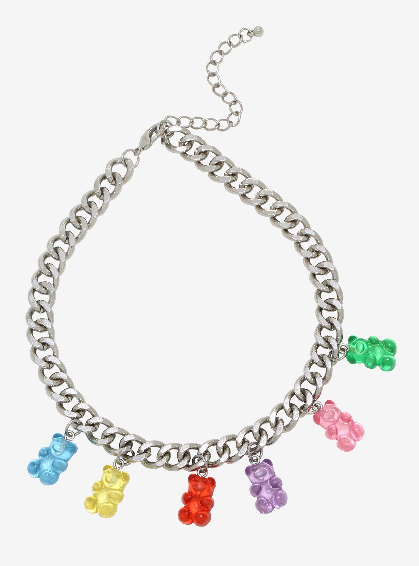 Harajuku Kawaii Fashion Clear Chain Gummy Bear Necklace 5