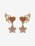 Sakura Blossom Heart Wing Dangle Earrings, , hi-res
