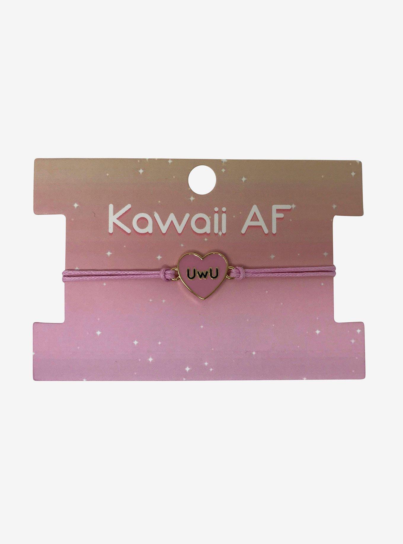 Pink UwU Heart Cord Bracelet, , hi-res