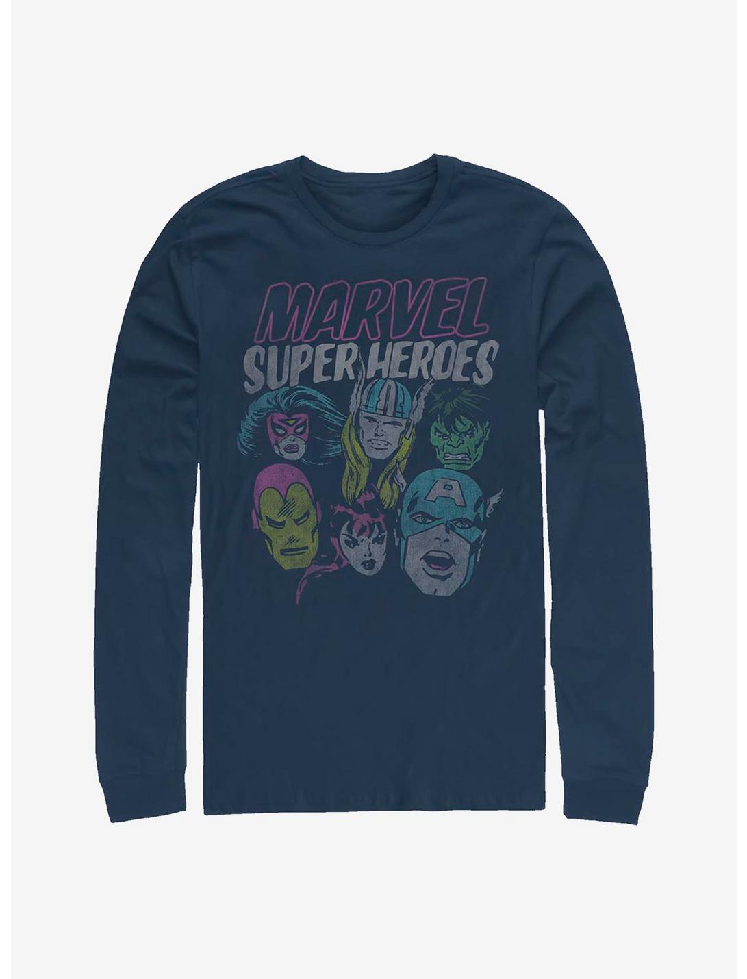 Marvel Avengers Grunge Heroes Long-Sleeve T-Shirt, NAVY, hi-res