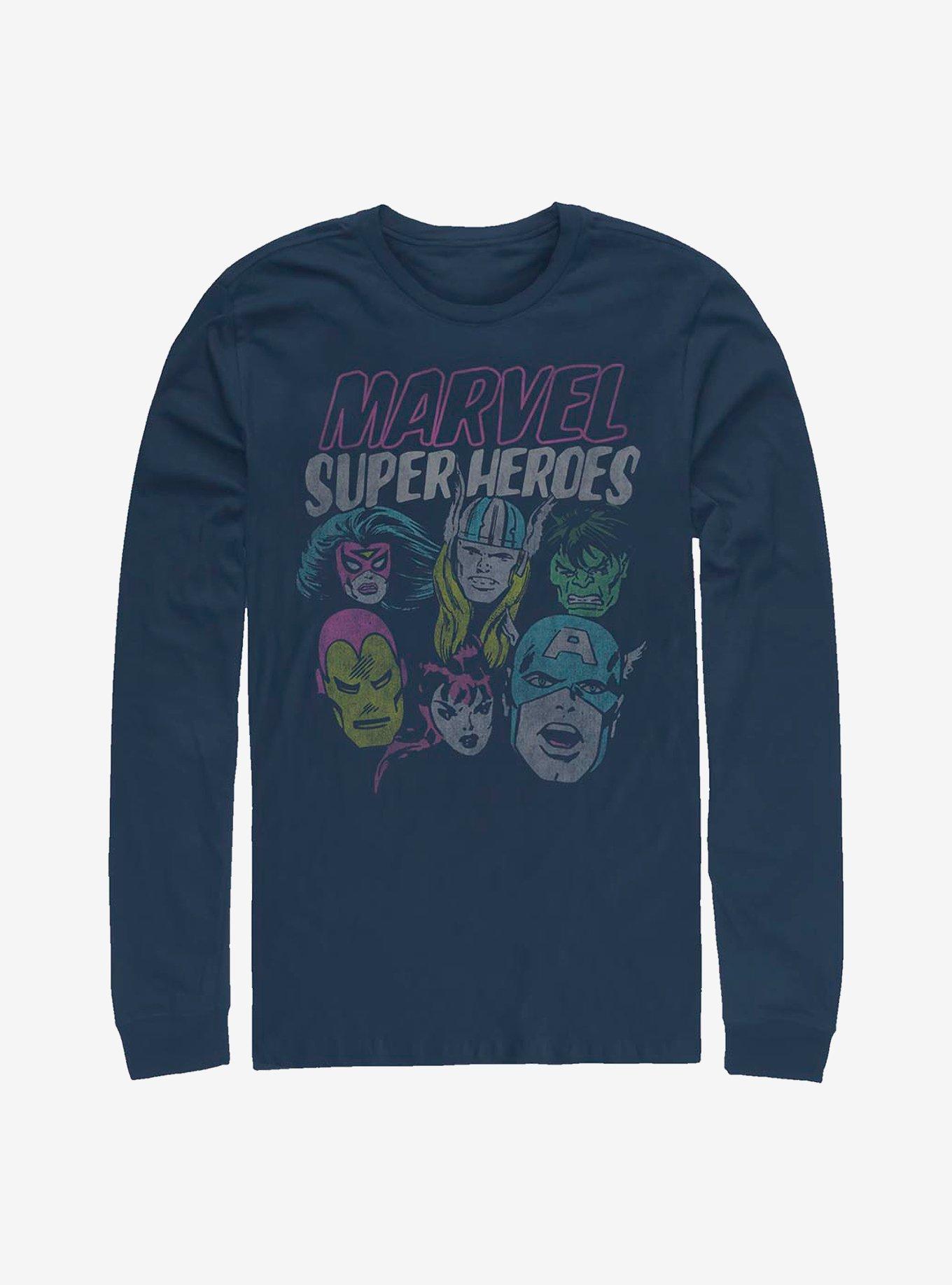Marvel Avengers Grunge Heroes Long-Sleeve T-Shirt, NAVY, hi-res