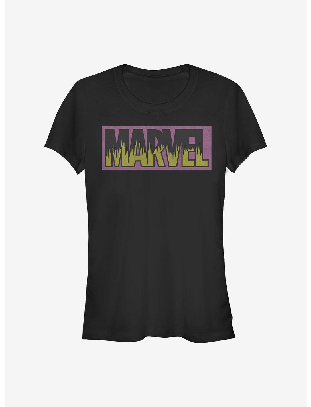 Marvel Neon Logo Girls T-Shirt, BLACK, hi-res