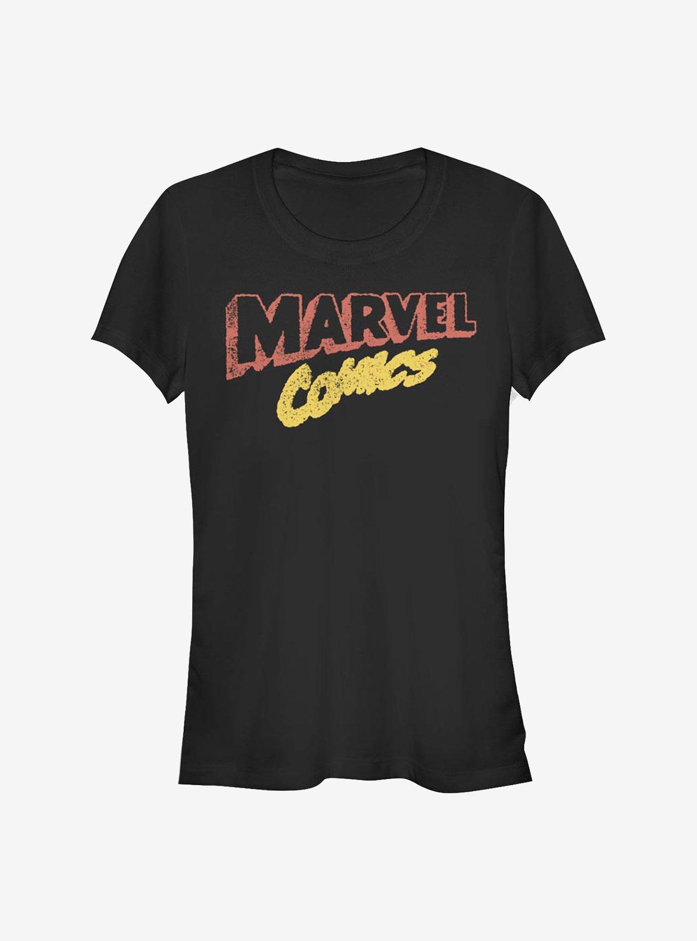 Marvel Comics Retro Logo Girls T-Shirt, BLACK, hi-res