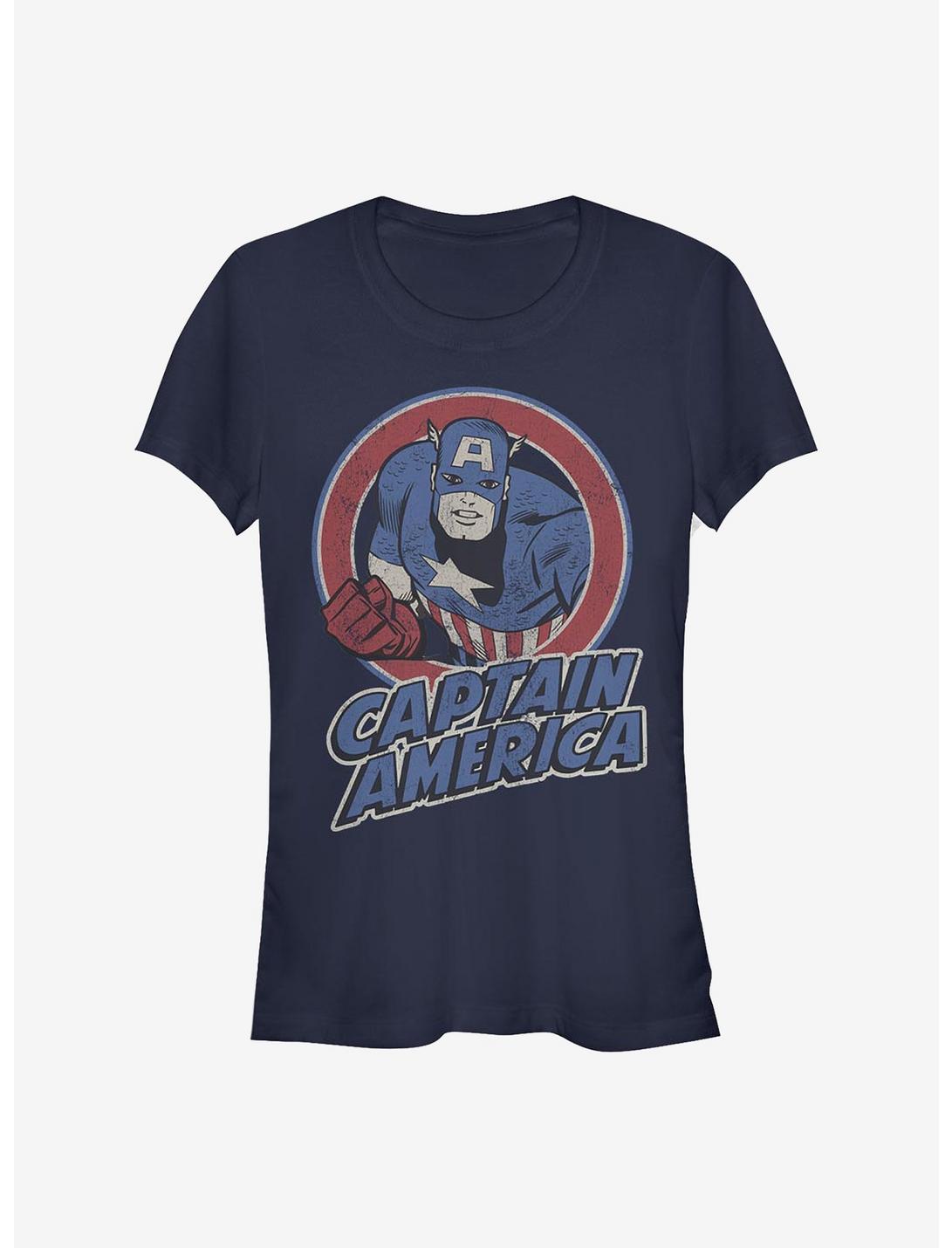 Marvel Captain America Captain America Thrifted Girls T-Shirt, NAVY, hi-res