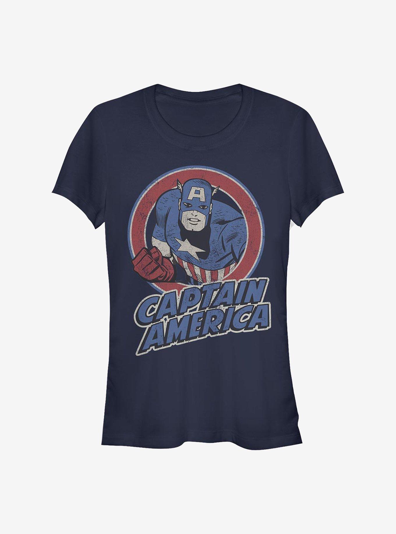 Marvel Captain America Captain America Thrifted Girls T-Shirt, NAVY, hi-res