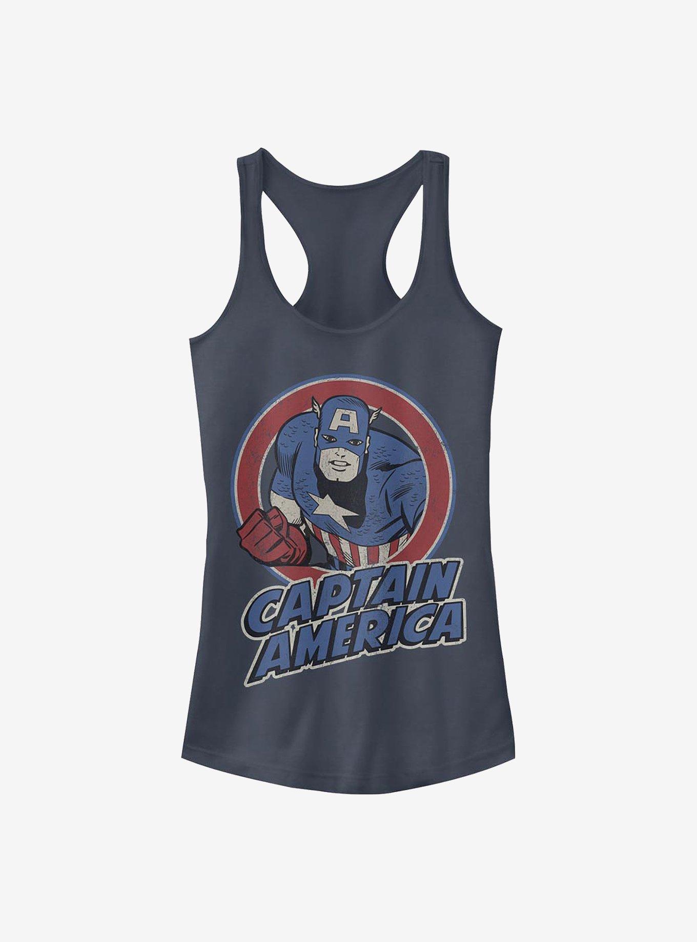 Marvel Captain America Captain America Thrifted Girls Tank, INDIGO, hi-res