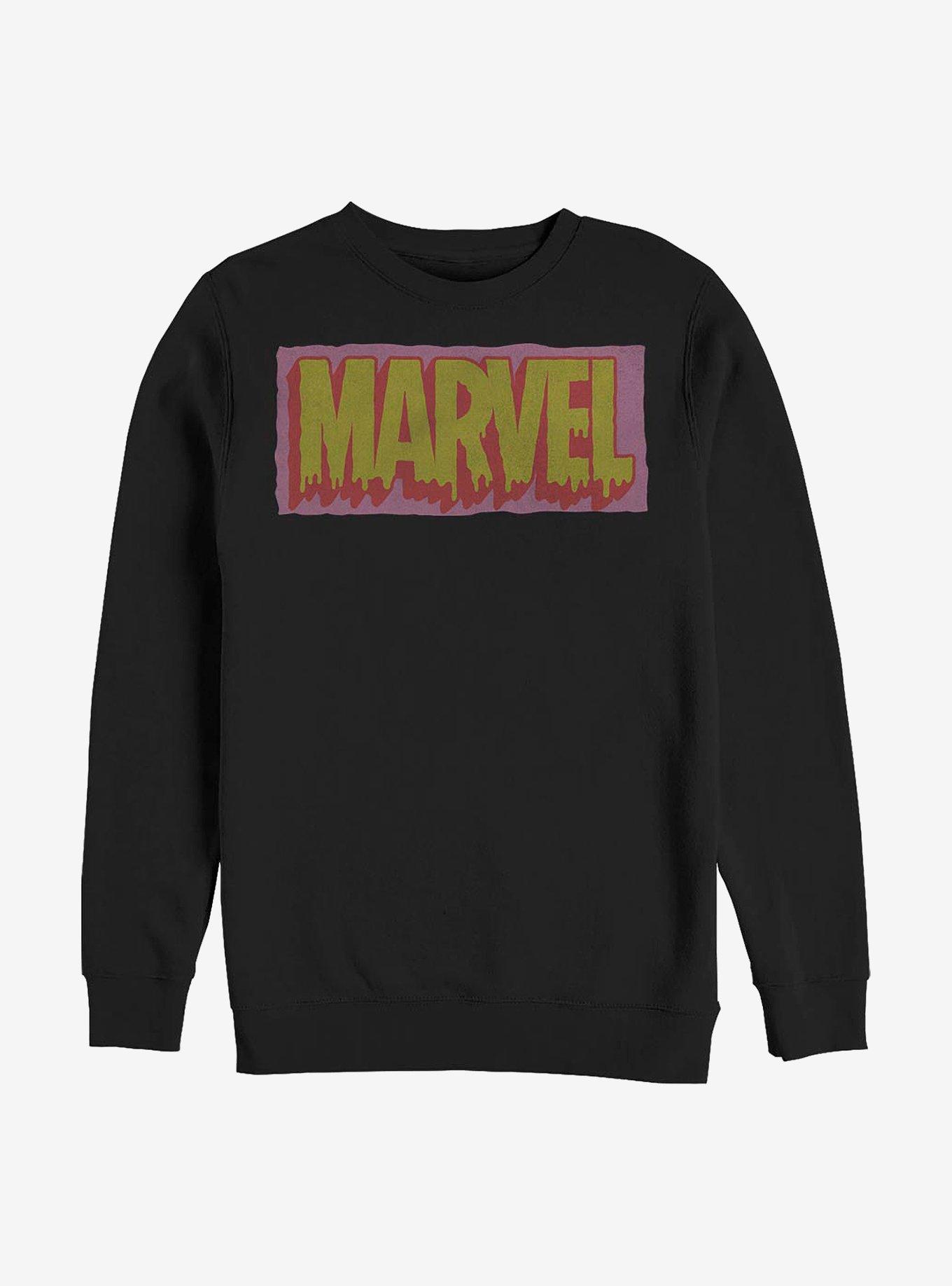 Marvel Logo Drip Sweatshirt, BLACK, hi-res