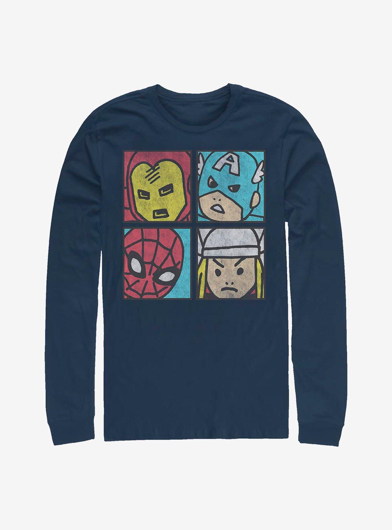 Marvel Avengers Pop Squares Long-Sleeve T-Shirt, NAVY, hi-res